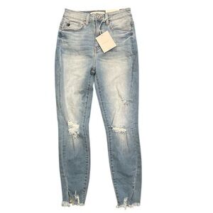 KanCan SZ 5/W26” distressed blue skinny high rise jeans NWT